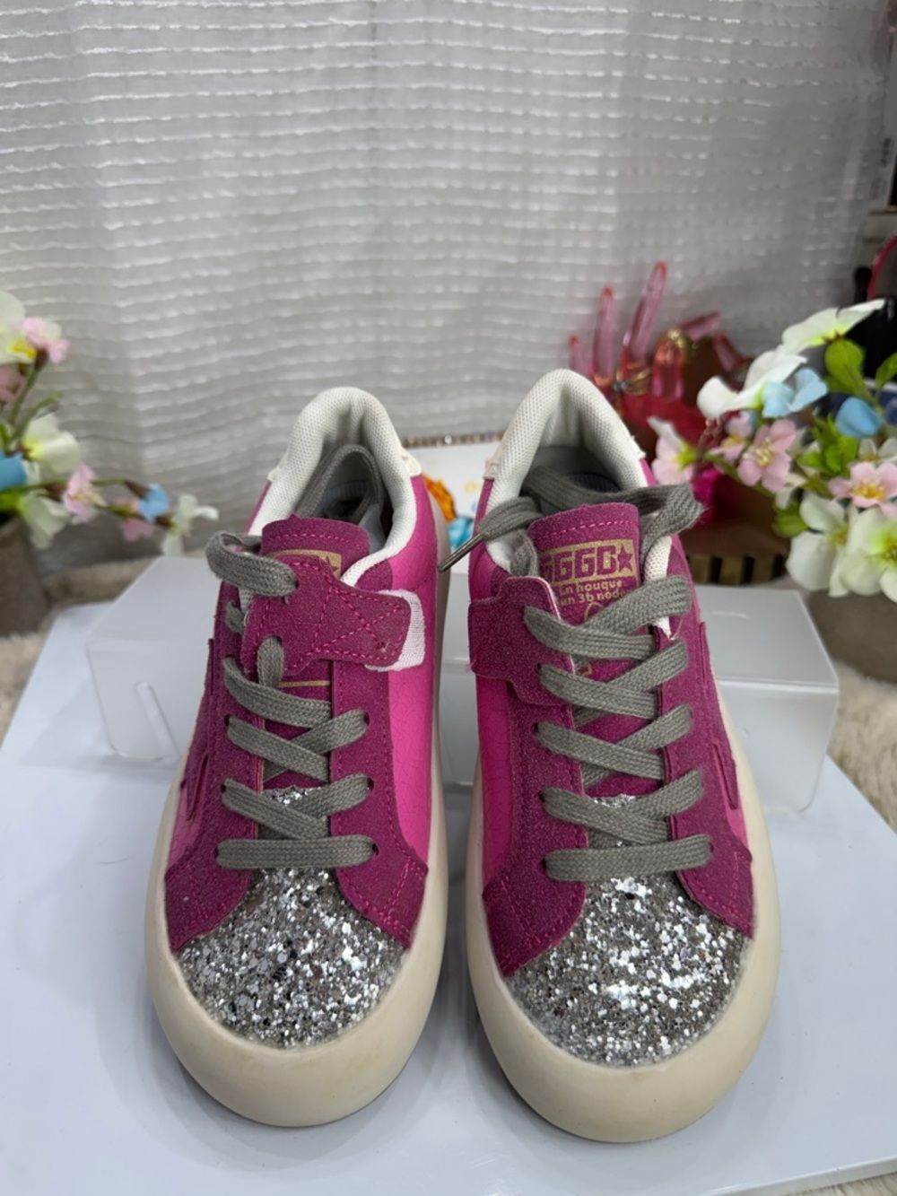 (T5) Glitter sneakers for girls, lightweight & non slip, 34EU/4US litle girls - Picture 6 of 14